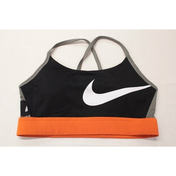 Nike Icon Clash Light Support Sports Bra Womans Medium Colorblock Orange Black - Picture 1 of 7